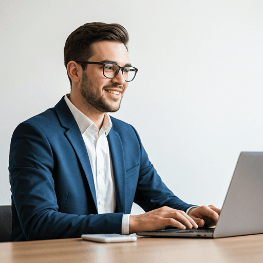 Expert tutor working with a laptop